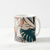 Leopard Print Floral: Abstrakt handGezeichnet Kaffeetasse (VorderseiteRechts)