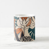 Leopard Print Floral: Abstrakt handGezeichnet Kaffeetasse (Mittel)