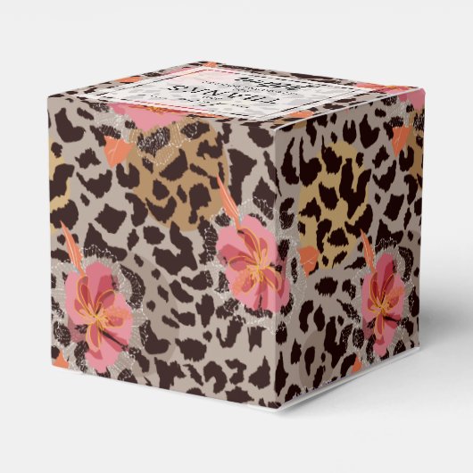 Leopard Print Floral Muster Geschenkschachtel (Rückseite)