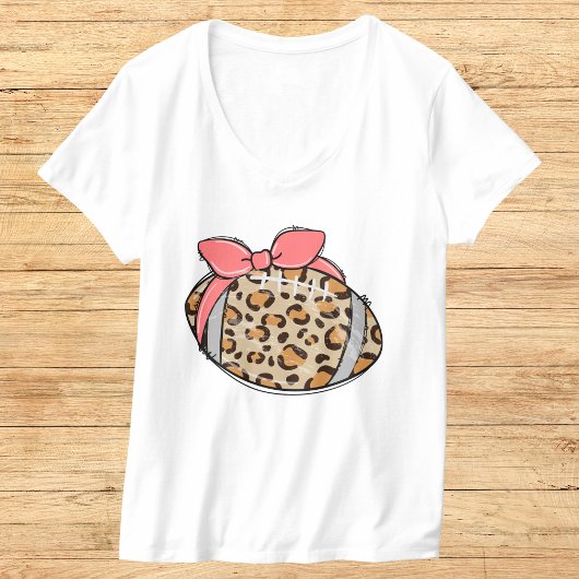 Leopard Print Football mit Pink Bow Illustration T-Shirt