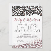 Leopard Print Forty & Fabulous Rose Gold Geburtsta Einladung (Vorderseite)
