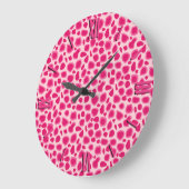 Leopard Print - Fuchsia und hellrosa Große Wanduhr (Winkel)