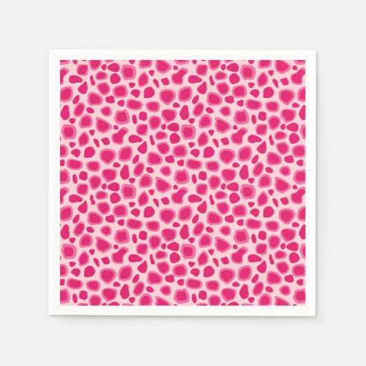 Leopard Print - Fuchsia und hellrosa Serviette (Vorderseite)