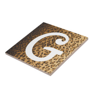 Leopard Print G Monogramm Initialen Fliese