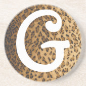 Leopard Print G Monogramm Initialen Getränkeuntersetzer (Vorne)