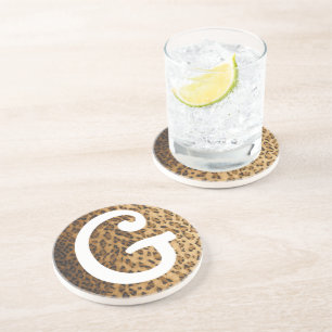 Leopard Print G Monogramm Initialen Getränkeuntersetzer