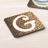 Leopard Print G Monogramm Initialen Getränkeuntersetzer (Linke Seite)