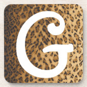 Leopard Print G Monogramm Initialen Getränkeuntersetzer (Vorderseite)