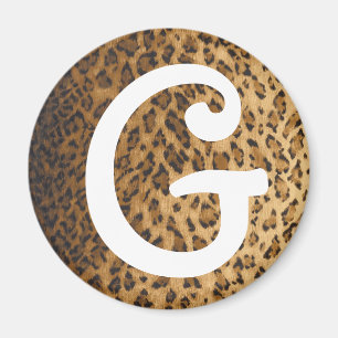 Leopard Print G Monogramm Initialen Magnet