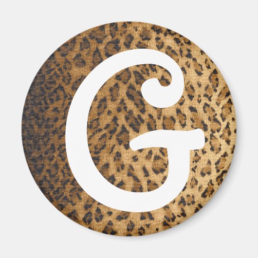 Leopard Print G Monogramm Initialen Magnet (Vorne)