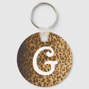 Leopard Print G Monogramm Initialen Schlüsselanhänger