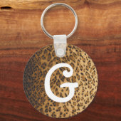 Leopard Print G Monogramm Initialen Schlüsselanhänger (Vorderseite)
