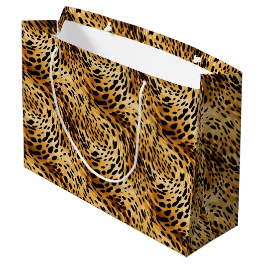 Leopard Print Gift Bag Große Geschenktüte (Rückseite Schrägansicht)