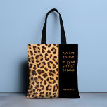 Leopard Print glaubt stilvoll und modern Personali Tasche<br><div class="desc">Leopard Print Glaube Stilvolle Moderne Personalisiert Tote Tasche mit dem Zitat "Immer an Ihre wildesten Träume glauben" für ein wenig Ermutigung und Motivation. Personalisieren Sie Ihre Daten mit Ihrem Namen unten. Für Sie entworfen von Evco Studio www.zazzle.com/store/evcostudio</div>