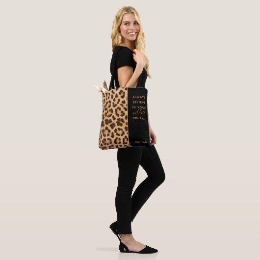 Leopard Print glaubt stilvoll und modern Personali Tasche (Am Model)