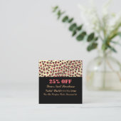 Leopard Print Glitzer Black QR Code Discount Card Quadratische Visitenkarte (Stehend Vorderseite)