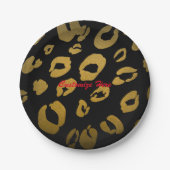 Leopard Print Gold & Black Chic Glam Party Teller (Vorderseite)