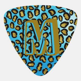 Leopard Print Gold Blue Mit Monogramm Custom Plektrum