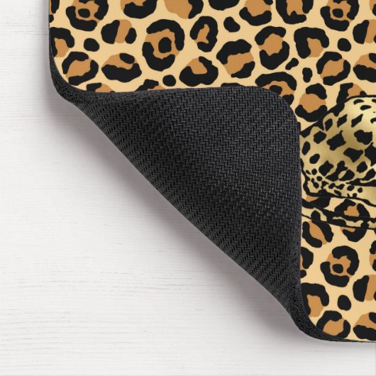 Leopard Print Gold Brown Funky Fun Name Mousepad (Ecke)