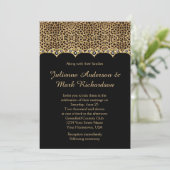 Leopard Print Gold Diamonds Bling Wedding Einladung (Stehend Vorderseite)
