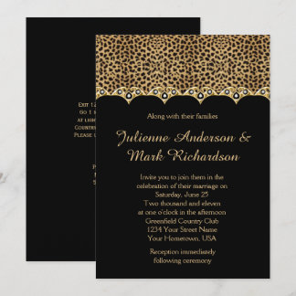 Leopard Print Gold Diamonds Bling Wedding Einladung