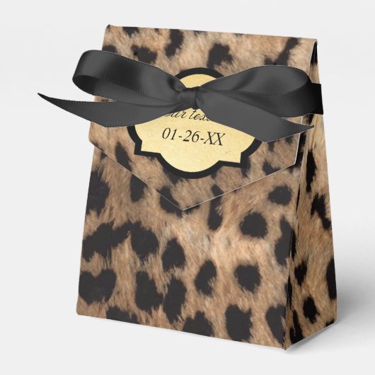 Leopard Print & Gold Foil Chic Gastgeschenk Box Geschenkschachtel (Vorderseite)