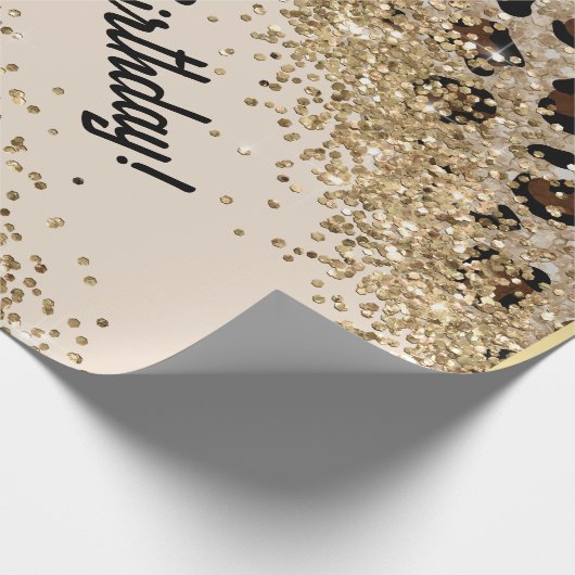 Leopard Print Gold Glitter Geschenkpapier (Ecke)