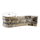 Leopard Print Gold Glitter Satinband (Spule)