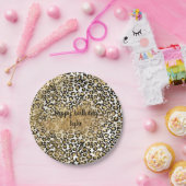 Leopard Print Gold Glitzer Sparkasse Pappteller (Party)