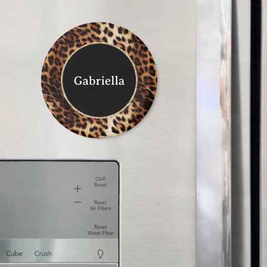 Leopard Print Gold Glitzer Sparkframe Magnet (In Situ (Kühlschrank))