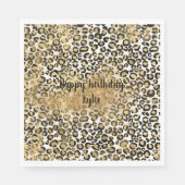 Leopard Print Gold Glitzer Sparkle Serviette (Vorderseite)