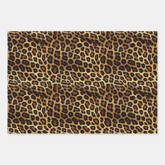 Leopard Print Gold Glitzy Sparkle Glitzer Geschenkpapier Set (Vorderseite 2)