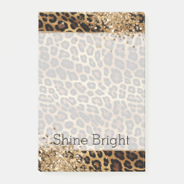 Leopard Print Gold Glitzy Sparkle Glitzer Post-it Klebezettel