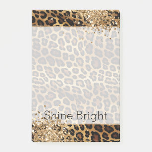 Leopard Print Gold Glitzy Sparkle Glitzer Post-it Klebezettel