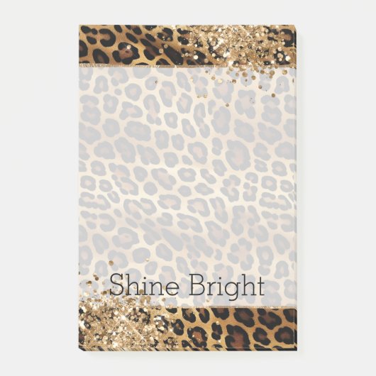 Leopard Print Gold Glitzy Sparkle Glitzer Post-it Klebezettel (Vorderseite)