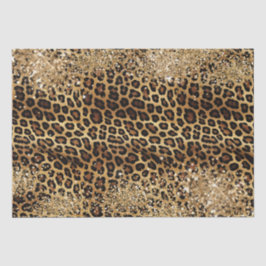 Leopard Print Gold Glitzy Sparkle Glitzer Seidenpapier