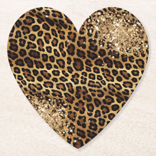 Leopard Print Gold Glitzy Sparkle Glitzer Untersetzer (Vorderseite)