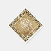 Leopard Print Gold Imitate Foil Frohe Weihnachten Serviette (Ecke)
