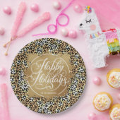 Leopard Print Gold Imitate Folidays Pappteller (Party)