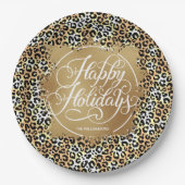 Leopard Print Gold Imitate Folidays Pappteller (Vorderseite)
