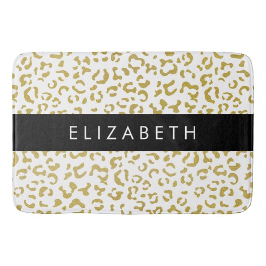 Leopard Print, Gold Leopard, Glitzer, Ihr Name Badematte (Vorderseite)