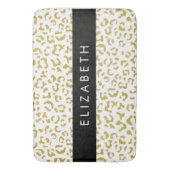 Leopard Print, Gold Leopard, Glitzer, Ihr Name Badematte (Vorderseite Vertikal)