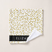 Leopard Print, Gold Leopard, Glitzer, Ihr Name Badhandtuch Set (Waschlappen)