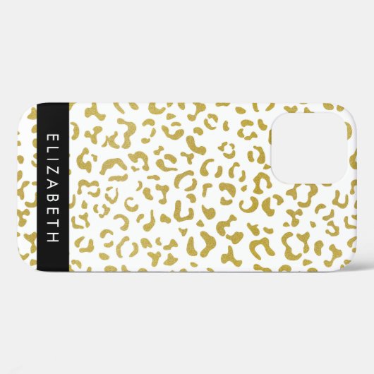 Leopard Print, Gold Leopard, Glitzer, Ihr Name Case-Mate iPhone Hülle (Rückseite (Horizontal))