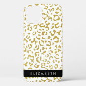 Leopard Print, Gold Leopard, Glitzer, Ihr Name Case-Mate iPhone Hülle (Rückseite)
