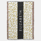 Leopard Print, Gold Leopard, Glitzer, Ihr Name Decke (Vorderseite Vertikal)