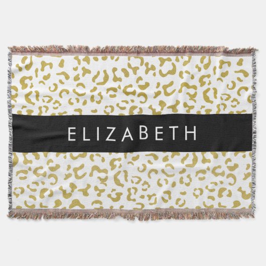 Leopard Print, Gold Leopard, Glitzer, Ihr Name Decke (Vorderseite)