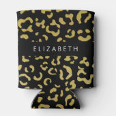 Leopard Print, Gold Leopard, Glitzer, Ihr Name Dosenkühler (Rückseite)