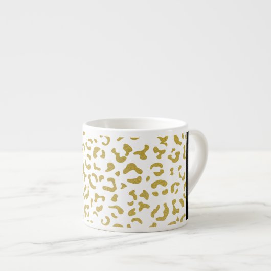Leopard Print, Gold Leopard, Glitzer, Ihr Name Espressotasse (Vorderseite Rechts)