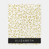 Leopard Print, Gold Leopard, Glitzer, Ihr Name Fleecedecke (Vorderseite)